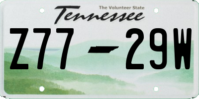 TN license plate Z7729W