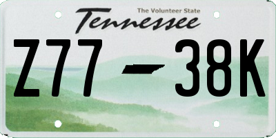 TN license plate Z7738K