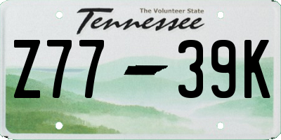 TN license plate Z7739K