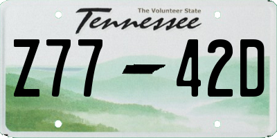 TN license plate Z7742D