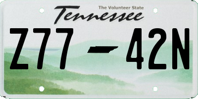 TN license plate Z7742N
