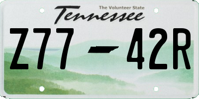 TN license plate Z7742R
