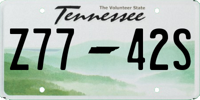 TN license plate Z7742S