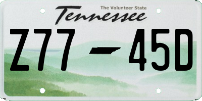 TN license plate Z7745D