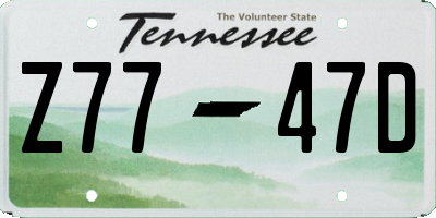 TN license plate Z7747D