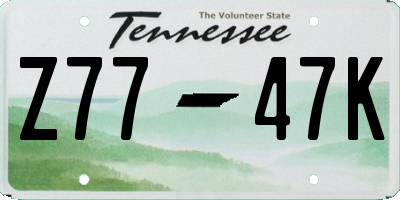 TN license plate Z7747K