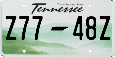 TN license plate Z7748Z