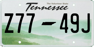 TN license plate Z7749J