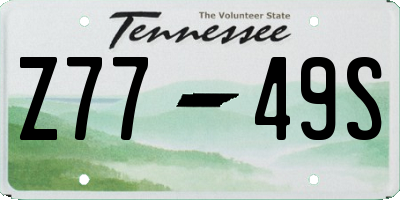 TN license plate Z7749S