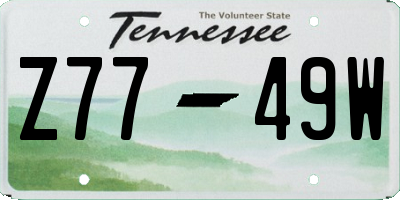 TN license plate Z7749W