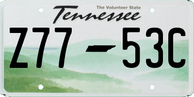 TN license plate Z7753C