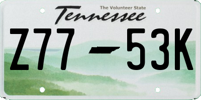 TN license plate Z7753K