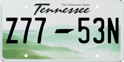 TN license plate Z7753N