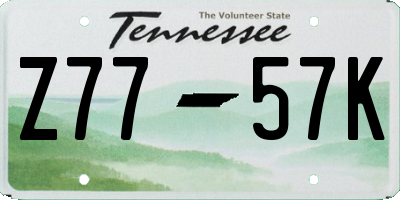 TN license plate Z7757K