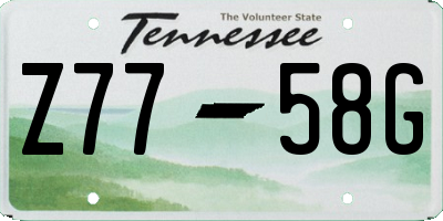 TN license plate Z7758G