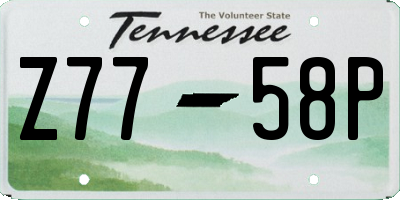 TN license plate Z7758P