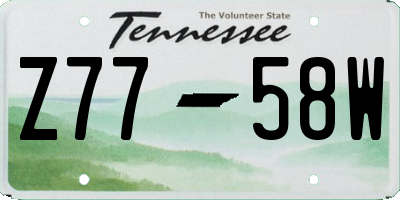 TN license plate Z7758W