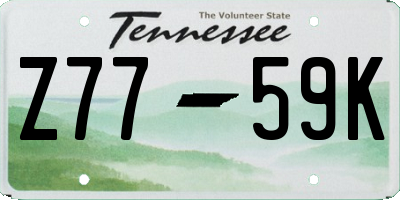 TN license plate Z7759K