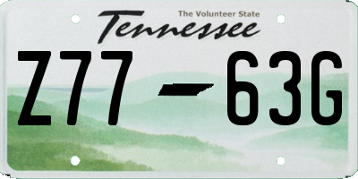 TN license plate Z7763G