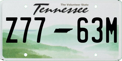 TN license plate Z7763M