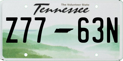 TN license plate Z7763N
