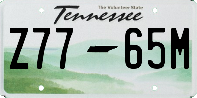 TN license plate Z7765M