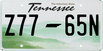 TN license plate Z7765N