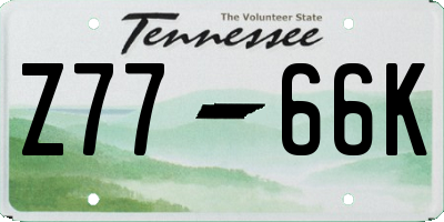 TN license plate Z7766K
