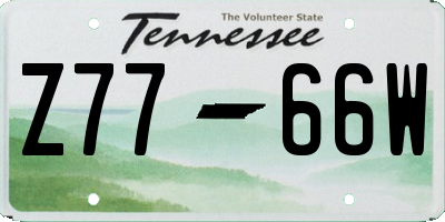 TN license plate Z7766W