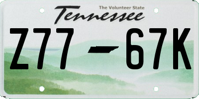 TN license plate Z7767K