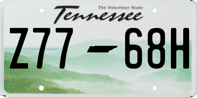 TN license plate Z7768H
