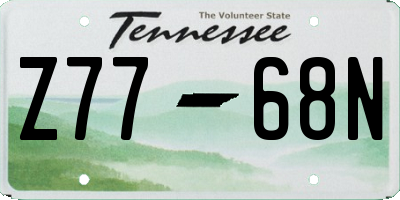TN license plate Z7768N