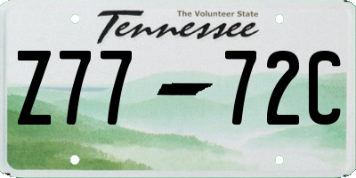 TN license plate Z7772C
