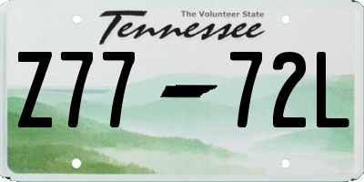 TN license plate Z7772L