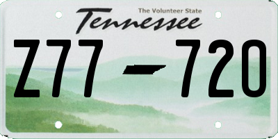 TN license plate Z7772O