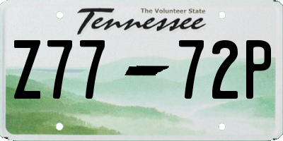 TN license plate Z7772P