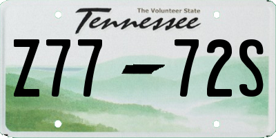 TN license plate Z7772S