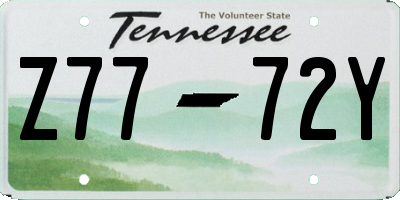 TN license plate Z7772Y