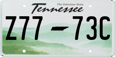 TN license plate Z7773C