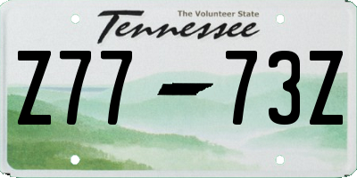 TN license plate Z7773Z