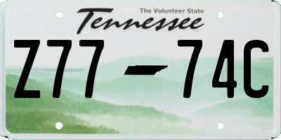 TN license plate Z7774C