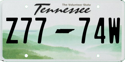TN license plate Z7774W