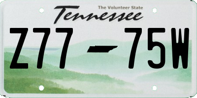 TN license plate Z7775W