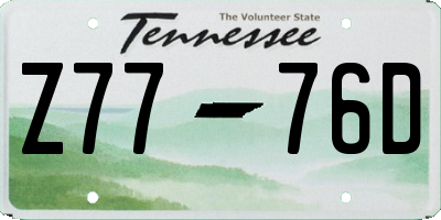 TN license plate Z7776D