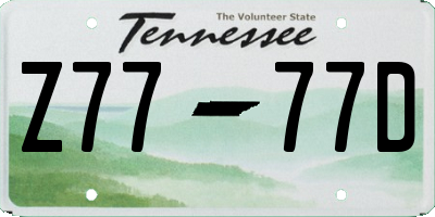 TN license plate Z7777D