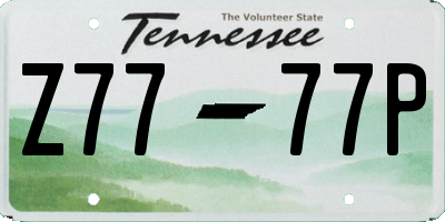 TN license plate Z7777P