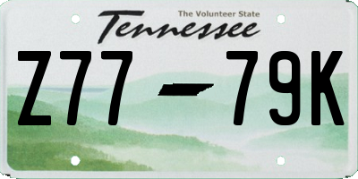 TN license plate Z7779K