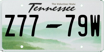TN license plate Z7779W