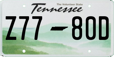 TN license plate Z7780D
