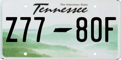 TN license plate Z7780F